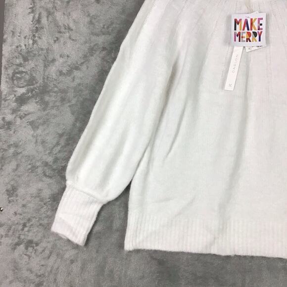 Caslon Women’s Cream Rib Yoke Pullover Sweater Long Sleeve Size Medium NWT - Picture 10 of 14